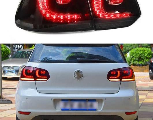 LED テールライト テールライト 適用: フォルクスワーゲン/VOLKSWAGEN ゴルフ 6 2009-2013 MK6 R20 リア フォグランプ + ブレーキ ライト + リバース + ダイナミック ブラック・レッド AL-HH-1620 Car parts