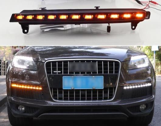 2ピース 適用: アウディ/AUDI Q7 2010-2015 ダイナミック イエロー ターンシグナル 機能 DRL 防水 12V LED デイタイムランニングライト フォグランプ バルブ AL-HH-1825 Car parts