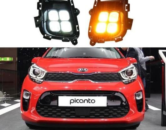2ピース 適用: 起亜 ピカント 2018 2019 2020 イエロー ターンシグナル 防水 ABS DRL 12V LED デイタイムランニングライト LED フォグランプ AL-HH-2012 Car parts