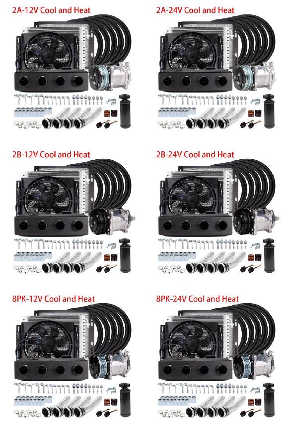 12V 24V エアコン エバポレーター ラジエーター コンプレッサー キット 適用: マッスルカー トラック バン トラクター ディガー 2A-12V クール ヒート～8PK-24V クール ヒート SR-CC-1380 Car parts