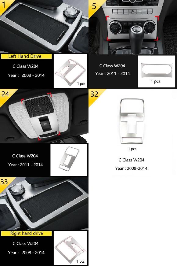 4ピース オーディオ スピーカー ドア ラウドスピーカー トリム カバー 適用: メルセデス ベンツ C クラス W204 C180 C200 2008-14 タイプ1 左ハンドル用～タイプ33 右ハンドル用 SR-CC-4377 Interior parts for cars