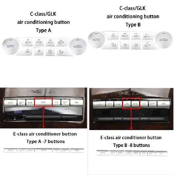セントラル コントロール エアコン CD パネル ボタン ステッカー 適用: メルセデス ベンツ C/E クラス C200 E260L W204 W212 W213 GLK 350 X204 C CLK-A～8 キー SR-CC-4515 Interior parts for cars