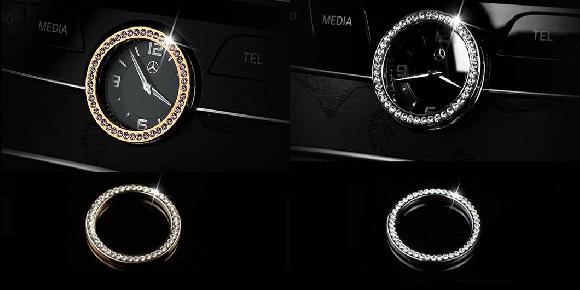 適用: メルセデス-ベンツ C E S クラス W205 W213 W222 クリスタル スタイル センター フロント 時計 リング カバー トリム インテリア アクセサリー ゴールド・シルバー SR-CC-4562 Interior parts for cars
