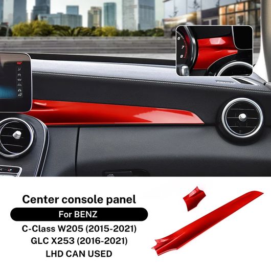 カーボン ABS センター コンソール ダッシュボード トリム カバー 適用: メルセデス ベンツ C クラス W205 C180 C200 GLC X253 2015-2021 レッド SR-CC-4837 Interior parts for cars
