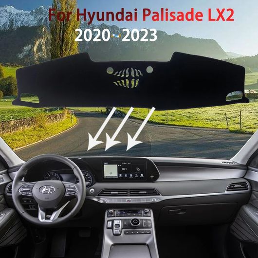 適用: ヒュンダイ/現代/HYUNDAI パリセード LX2 2020 2021 2022 2023 ダッシュボード カバー パッド 防塵 サン-シェーディング 右ハンドル用・左ハンドル用 フランネル オール ブラック SR-CC-5405 Interior parts for cars