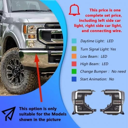 適用: フォード/FORD F-250 ヘッドライト 2020-2024 F250 LED プロジェクター ヘッドランプ デイタイムランニングライト 自動車 アクセサリー LED ヘッドライト 1ペア SR-DD-3504 Car light|オートパーツエージェンシー