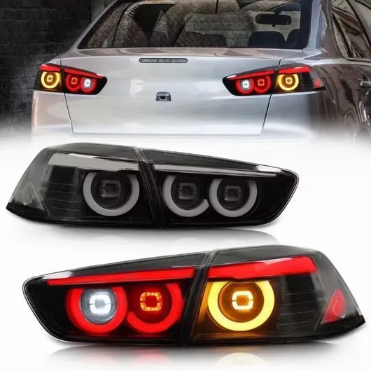 適用: 三菱 ランサー エボ X テールライト 2008-2018 LED テール ランプ ダイナミック ターンシグナルライト テールライト アセンブリ スモーク 1ペア SR-DD-3553 Car light｜オートパーツエージェンシー