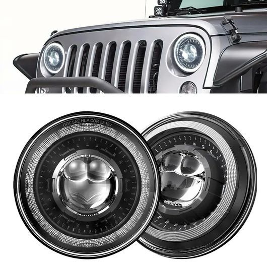 7インチ LED ドラゴン アイ ヘッドライト 適用: ジープ/JEEP ラングラー 2007-2018 適用: シボレー/CHEVROLET フォード/FORD GMC ダッジ/DODGE スーパー ブライト IP67 防水 SR-DD-4052 Car light｜オートパーツエージェンシー