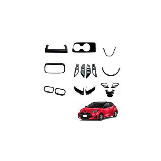 ABS ブラック インテリア アクセサリー 適用: トヨタ ヤリス ヴィッツ クロス 2020-2022 2023 ウインドウ スイッチ パネル カバー ステアリング ホイール ボタン カバー トリム 9点セット SR-AA-3471 Interior parts for cars|オートパーツエージェンシー