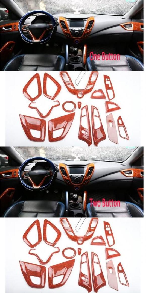 左ハンドル用 適用: ヒュンダイ/現代/HYUNDAI ヴェロスター 2011-2014 2015 2016 イエロー 木目調 インテリア アクセサリー ウインドウ スイッチ 8点セット A・8点セット B SR-AA-3613 Interior parts for cars