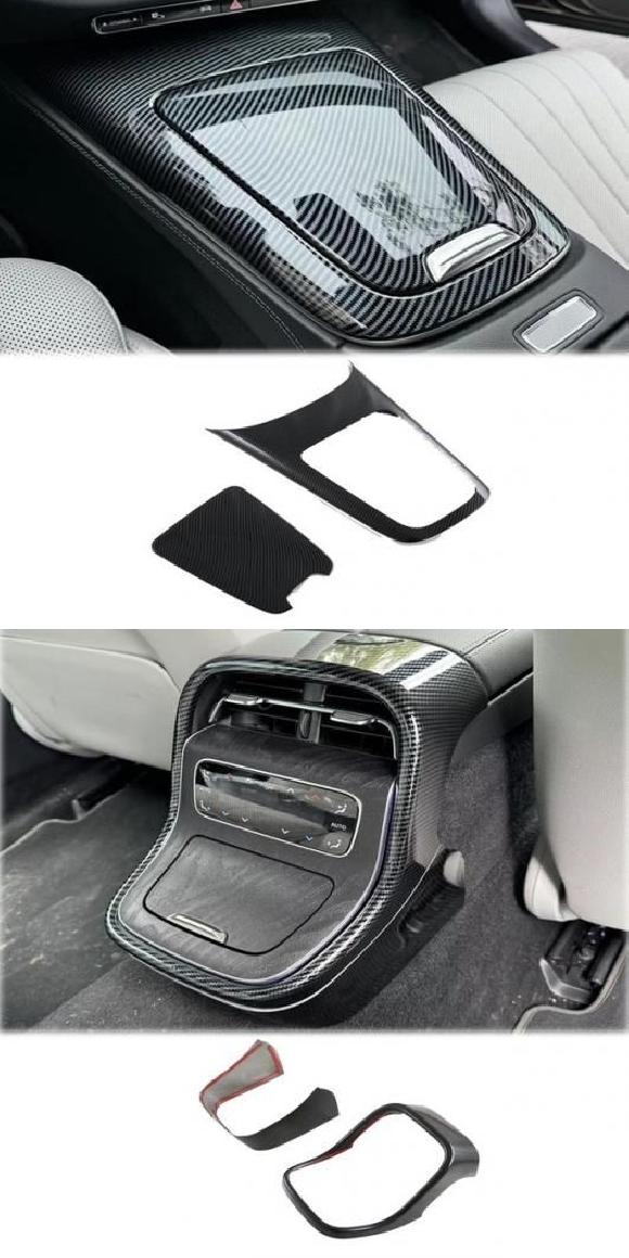 適用: メルセデス-ベンツ E-クラス W214 E260 E300 2024 2025 ABS カーボンファイバー インテリア セントラル ギア シフト パネル 左ハンドル用・リア アンチキック カバー SR-AA-3791 Interior parts for cars