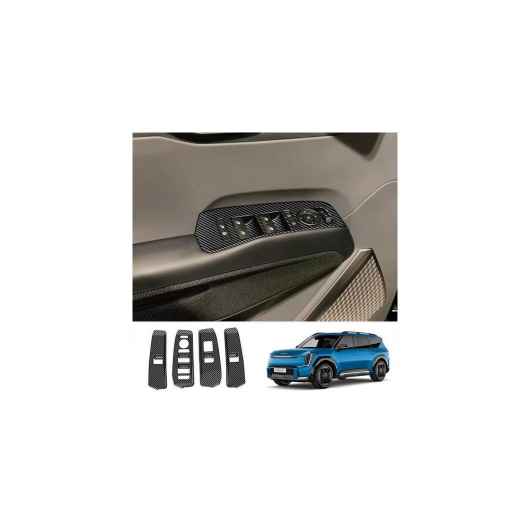 適用: 起亜 EV9 2023 2024 ABS カーボンファイバー インテリア アクセサリー ウインドウ スイッチ カバー トリム ギア シフト パネル 通気口 カバー ウインドウ スイッチ SR-AA-3801 Interior parts for cars