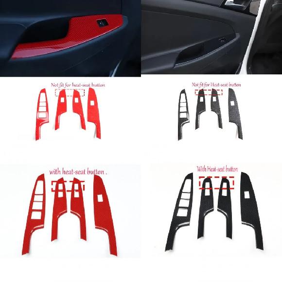 右 ハンド 右ハンドル用 適用: ヒュンダイ/現代/HYUNDAI ツーソン 2015-2018 ABS ステアリング ホイール レッド カーボンファイバー E～ブラック カーボンファイバー E-1 SR-AA-4070 Interior parts for cars