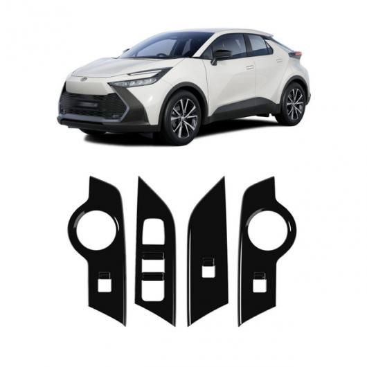 適用: トヨタ CHR C-HR 2024 2025 ABS ピアノ ブラック インテリア アクセサリー ギア シフト パネル ウインドウ スイッチ ボタン スター ストップ ボタン ウインドウ スイッチ カバー SR-AA-4123 Interior parts for cars