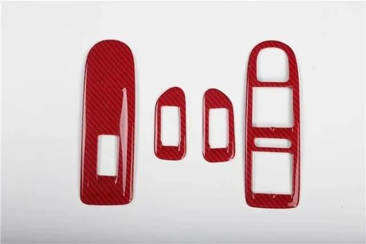 右ハンドル用 適用: フォルクスワーゲン/VOLKSWAGEN ゴルフ 6 GTI MK6 2009-2012 レッド カーボンファイバー インテリア アクセサリー フレーム ギア ウインドウ スイッチ 右ハンドル用 SR-AA-4128 Interior parts for cars