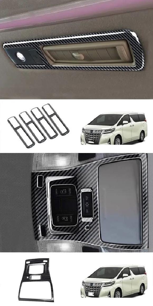 右ハンドル用 適用: トヨタ アルファード ヴェルファイア 30シリーズ 2015-2020 2021 ABS カーボンファイバー ウインドウ ルーフ エアコン 吹き出し口 カバー・フロント 読書灯 SR-AA-4150 Interior parts for cars