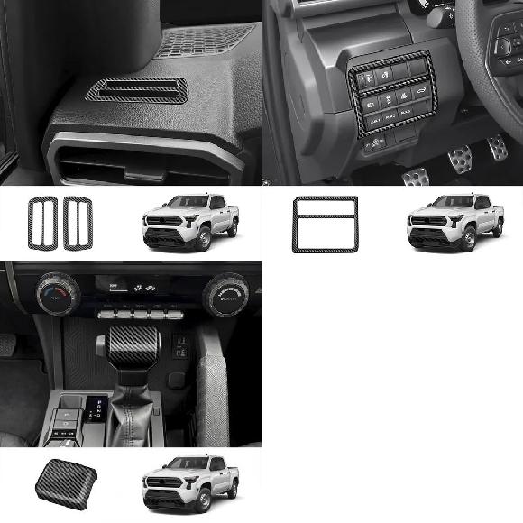 左ハンドル用 適用: トヨタ タコマ 2024 2025 ABS センター コンソール ギア シフト ボックス パネル トリム カバー ステッカー アッパー エアコン カバー～ギア シフト ヘッド SR-AA-4152 Interior parts for cars