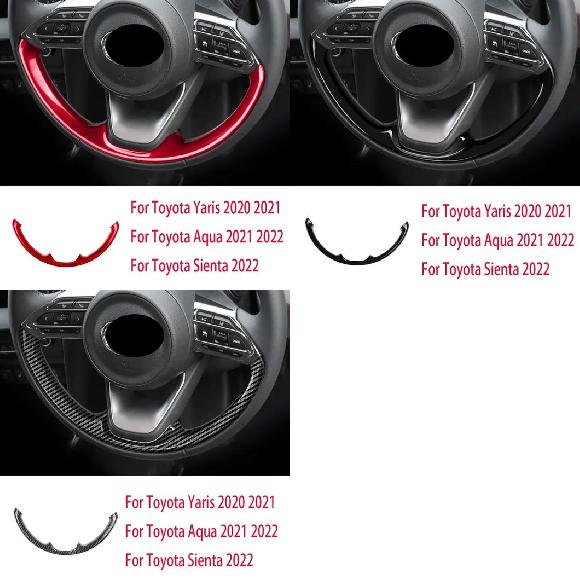 適用: トヨタ ヤリス ヴィッツ ヤリス ヴィッツ クロス アクア シエンタ 2021 2022 2023 ABS ステアリング ホイール ボタン 装飾 カバー ABS レッド～ABS カーボンファイバー SR-AA-4187 Interior parts for cars