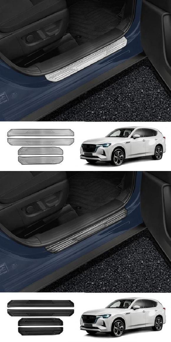 適用: マツダ CX-60 CX60 CX 60 2022-2024 ステンレス スチール サイド ドア シル プロテクター ペダル カバー トリム スカッフ プレート アウター シルバー・アウター ブラック SR-AA-4719 Interior parts for cars