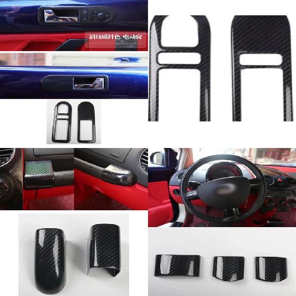 適用: フォルクスワーゲン/VOLKSWAGEN ビートル 2003-2011 ABS カーボンファイバー センター コントロール パネル カバー ドア ハンドル 08-11～ステアリング ホイール 03-11 SR-AA-0410 Interior parts for cars