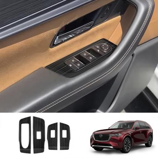 左ハンドル用 適用: マツダ CX-90 CX 90 CX90 2024 2025 スチール コンソール ギア シフト カバー トリム ウインドウ スイッチ ボタン ドア アームレスト ウインドウ スイッチ カバー SR-AA-0632 Interior parts for cars