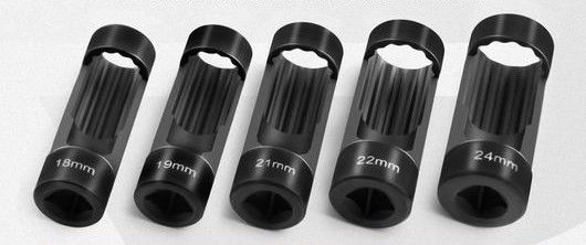 5ピース ストラット ナット ソケット 18MM 19MM 21MM 22MM 24MM 12 ポイント デザイン 1/2 スクエア ドライブ スロット SR-BB-3061 Car parts