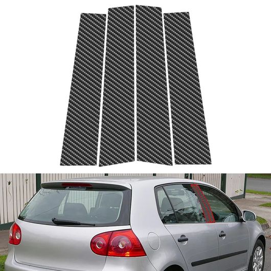 4ピース カーボン ブラック ウインドウ ドア 列 B C ピラー ポスト カバー トリム 適用: VW ゴルフ MK5 2003-2009 装飾 ステッカー スタイリング SR-BB-4313 Exterior parts for cars