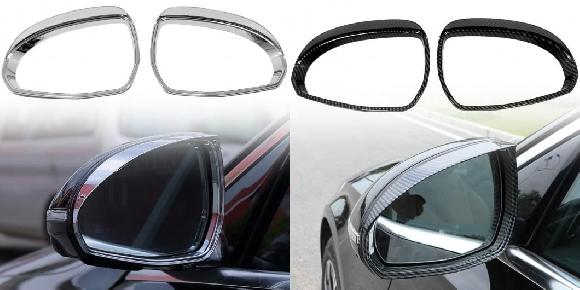 適用: メルセデス ベンツ C クラス W206 2022-2024/E クラス W214 2024 エクステリア サイド ミラー アイブロー レイン シールド カバー トリム クローム・カーボン スタイル SR-BB-5531 Exterior parts for cars