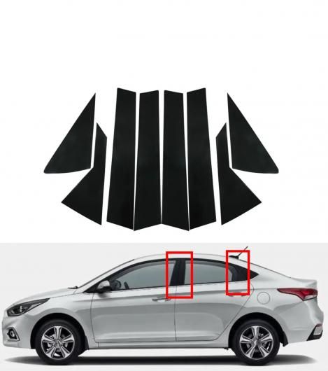 8ピース ピラー ポスト 適用: ヒュンダイ/現代/HYUNDAI アクセント HC/YC ヴェルナ ソラリス 2018 2019 2020 2021 2022ドア ウインドウ デカール ステッカー カバー ピアノブラック SR-BB-7344 Exterior parts for cars
