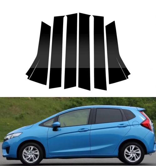 6ピース ピラー ポスト 適用: ホンダ フィット/ジャズ 2014 2015 2016 2017 2018 2019 2020 ドア サイド ウインドウ インテリア カバー ブラック SR-BB-7373 Interior parts for cars