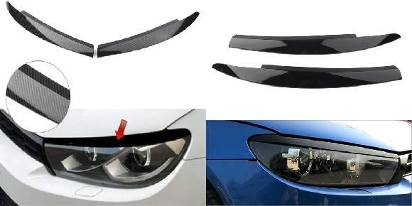ヘッド ライト ランプ アイブロー アイリッド カバー トリム 適用: フォルクスワーゲン/VOLKSWAGEN シロッコ 2009 2010 2011 2012 2013 2014 2015 2016 2017 カーボン・ピアノブラック SR-BB-7707 Exterior parts for cars 7,841円