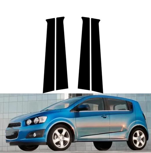 4ピース ピラー ポスト 適用: シボレー/CHEVROLET アベオ ハッチバック 2011 2012 2013 2014 2015 ドア サイド ウインドウ ステッカー トリム カバー ピアノブラック SR-BB-7579 Exterior parts for cars
