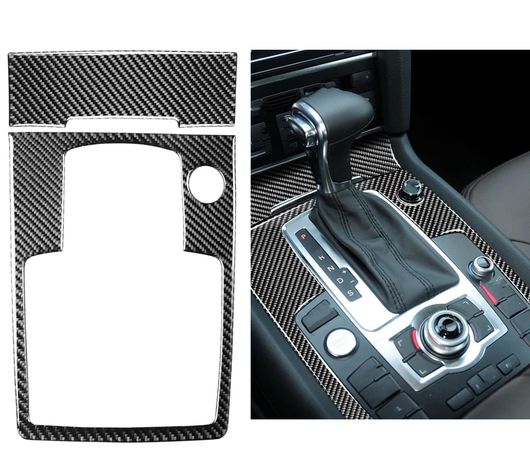 ギア シフト シガーソケット パネル 装飾 カバー トリム ステッカー カーボン 適用: アウディ/AUDI Q7 2008-2015 デカール ブラック SR-BB-7635 Interior parts for cars
