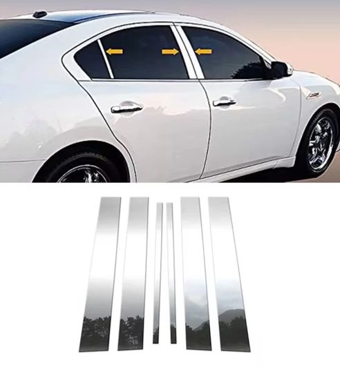 6ピース シルバー クローム メッキ ピラー ポスト 適用: 日産 マキシマ 2009 2010 2011 2012 2013-2015 ウインドウ トリム ドア カバー ステッカー デカール シルバー SR-BB-7651 Exterior parts for cars