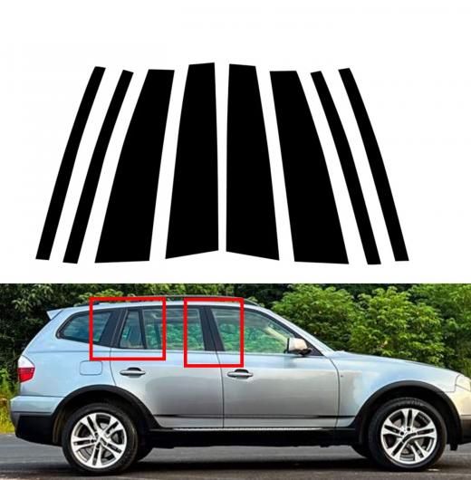 8ピース 光沢ブラック ピラー ポスト 適用: BMW X3 E83 2004-2008 2009 2010 ドア ウインドウ サイド ステッカー モールディング トリム カバー 装飾 ブラック SR-BB-7721 Exterior parts for cars