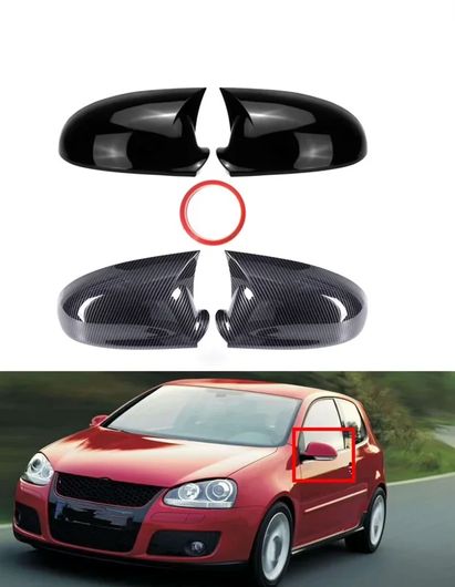 カーボン バックミラー サイド ミラー カバー 適用: フォルクスワーゲン/VOLKSWAGEN ゴルフ MK5 2003-2009 ステッカー ウイング キャップ エクステリア ケース トリム ピアノブラック SR-BB-7777 Exterior parts for cars｜オートパーツエージェンシー