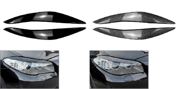 フロント ヘッドライト アイリッド アイブロー カバー トリム 適用: BMW 5シリーズ F10 F11 2011 2012 2013 2014 ブライトブラック・カーボン ブラック SR-BB-8448 Exterior parts for cars|オートパーツエージェンシー