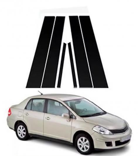 ピラー ポスト 適用: 日産 ヴァーサ 適用: ティーダ 4ドア セダン 2006-2008 2009 2010 20011 ドア ウインドウ 装飾 カバー ピアノブラック SR-BB-8297 Exterior parts for cars