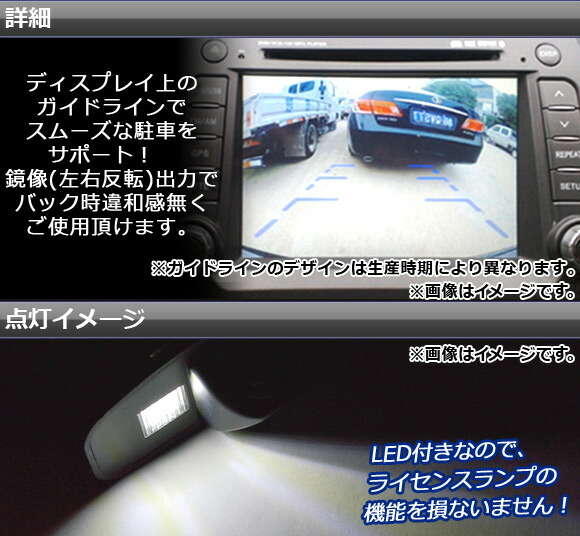 APCCDバックカメラライセンスランプ一体型トヨタハリアー10系ACU/MCU/SXU1997年12月〜2003年01月