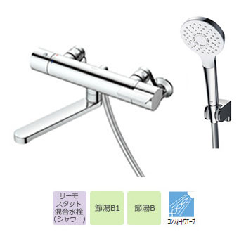 TOTO GGシリーズ 浴室シャワー用サーモスタット混合水栓 壁付/スパウト170mm コンフォートウェーブ(めっき) TBV03403J Termostat mixed faucet for bathroom shower