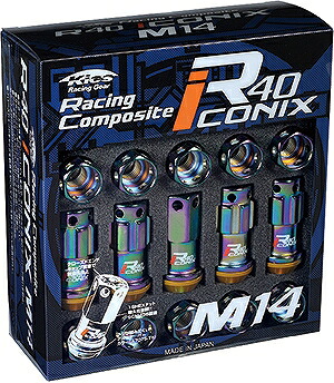 協永産業/KYO-EI レーシングコンポジットR40 アイコニックス ロック＆ナットセット(キャップレス) ネオクロ M14&times;P1.5 入数：1セット(ナット16個/ロック4個) RI-14NA｜オートパーツエージェンシー 26,946円