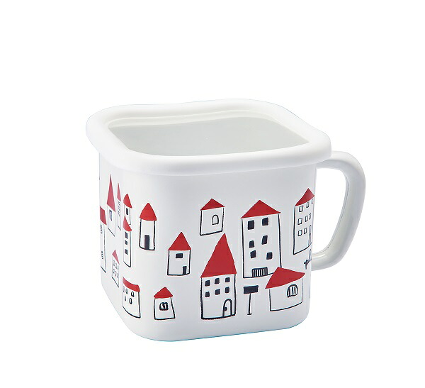 Plune. ホーローマルチスクエアポット akaiyaneno YJ-823(0773149) Enamel multi square pot