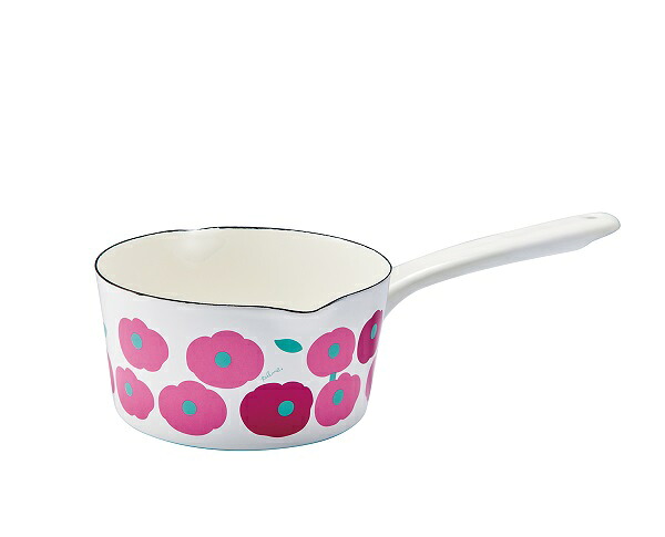 Plune. ホーローミルクパン もこもこお花ピンク 15cm YJM-107(0773144) enamel milk bread