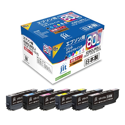 JIT インクカートリッジ 6色パック IC6CL80L対応 JIT-AE80L6P(34483) ink cartridge