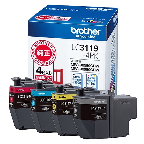 ブラザー工業 インキ薬莢 4色風呂敷き包み LC3119-4PK(36943)  ink cartridge