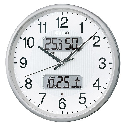 セイコークロック(Seiko Clock) 温湿度計暦付電磁波アナログ掛け時計 KX383S(23216)  Radio analog wall with thermohygrometer calendar