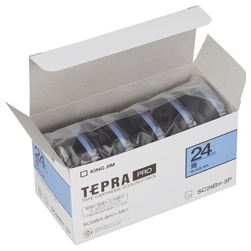 キングジム(Kingjim) テプラPRO テープカートリッジ 青 入数：1箱(5個) SC24B-5P(06580) Tepra Tape Cartridge