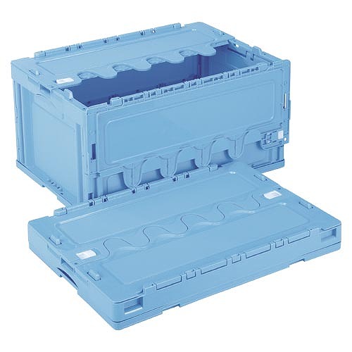 岐阜プラスチック工業 折りたたみ入れもの 青み フタ付 CF-S76NR(06748)  Folding container