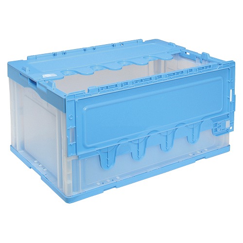 岐阜プラスチック工業 折りたたみ入れもの 青み 澄み切った フタ付 CF-S76NR(06751)  Folding container