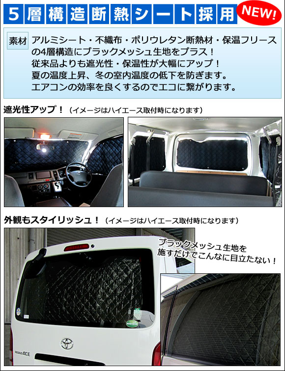 APサンシェード(日除け)ブラック5層構造入数:1台分フルセット(10枚)スバルシフォン/シフォンカスタムLA600F/LA610F2013年12月〜